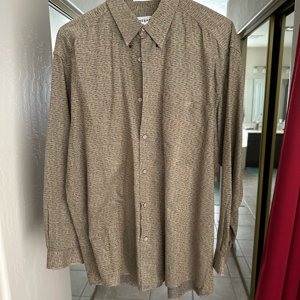 Jhane Barnes Japanese Woven Jacquard Shirt — Men’s Large (B132)